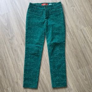 Anthropologie Cartonnier Velvet Ankle Pants Green